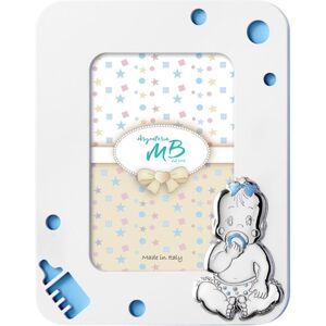 Argenteria Mb Cornice Nascita Bambino Bianco e Azzurro Argenteria Mb Cornice Nascita Bambino Bianco e Azzurro