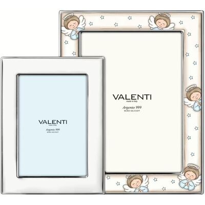 Valenti Argenti Cornice per Nascita Bambino 2 Foto 9x13 e 13x18 con Angeli Personalizzabile Valenti Argenti Cornice per Nascita Bambino 2 Foto 9x13 e 13x18 con Angeli Personalizzabile