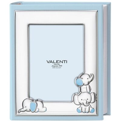 Valenti Argenti Album Fotografico Azzurro per Nascita con Elefantini Personalizzabile con Incisione Valenti Argenti Album Fotografico Azzurro per Nascita con Elefantini Personalizzabile con Incisione