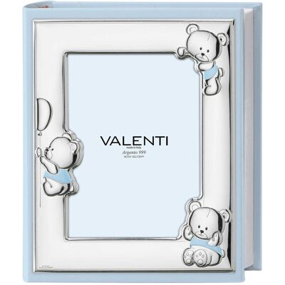 Valenti Argenti Album Fotografico Azzurro per Nascita con Orsetti Personalizzabile con Incisione Valenti Argenti Album Fotografico Azzurro per Nascita con Orsetti Personalizzabile con Incisione