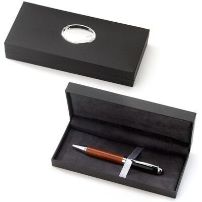 Argenteria MB Penna Roller Legno e Resina Nera Lucida con Astuccio Personalizzabile Argenteria MB Penna Roller Legno e Resina Nera Lucida con Astuccio Personalizzabile