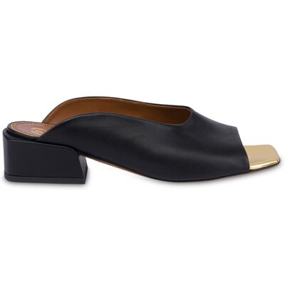 Mule Muse in Vitello NERO/ORO, 36, Pollini 36 Mule Muse in Vitello NERO/ORO, 36, Pollini 36