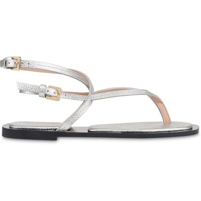 Sandalo Flat Capri in Vitello ARGENTO, 36, Pollini 36 Sandalo Flat Capri in Vitello ARGENTO, 36, Pollini 36