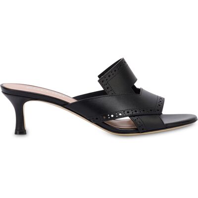 Mule Brogue In Vitello NERO, 37.5, Pollini 37.5 Mule Brogue In Vitello NERO, 37.5, Pollini 37.5