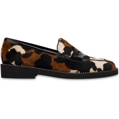 Mocassino Mannish in cavallino stampato COW/NERO, 37, Pollini 37 Mocassino Mannish in cavallino stampato COW/NERO, 37, Pollini 37