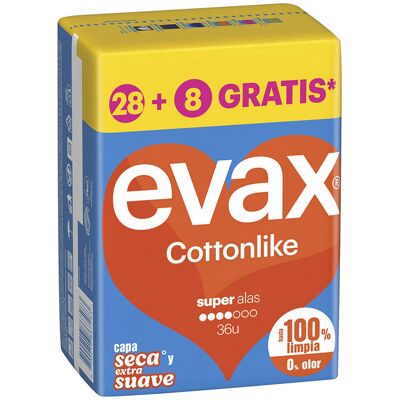 Evax Assorbenti Cottonlike Super Wings 36 pezzi Evax Assorbenti Cottonlike Super Wings 36 pezzi