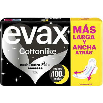 Evax Cottonlike assorbenti extra alati per la notte 10 unità Evax Cottonlike assorbenti extra alati per la notte 10 unità