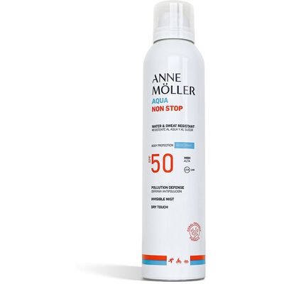 Anne Möller Aqua Non Stop spray corpo resistente all’acqua e al sudore SPF50 Anne Möller Aqua Non Stop spray corpo resistente all’acqua e al sudore SPF50