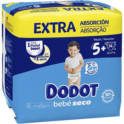 Pannolini Dodot Bebé Seco T5+ - Confezione da 56 Pannolini Dodot Bebé Seco T5+ - Confezione da 56