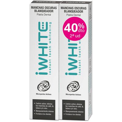 Iwhite Dentifricio sbiancante macchie scure confezione 2 x 75 ml Iwhite Dentifricio sbiancante macchie scure confezione 2 x 75 ml