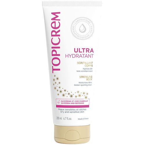 Topicrem UH BODY Ultra-Moisturizing Sparkling Body latte corpo idratante intenso con glitter 200 ml
