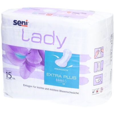 Seni Lady assorbenti per urina extra plus, 1 confezione = 15 pezzi pz Bustina Seni Lady assorbenti per urina extra plus, 1 confezione = 15 pezzi pz Bustina