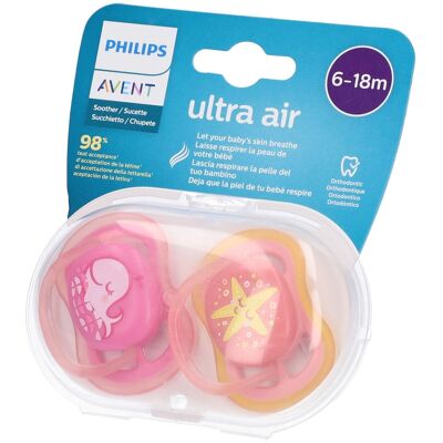Philips Avent Ultra Air Succhietto Balena/Stella Femmina 6-18 Mesi 2 Pezzi St Philips Avent Ultra Air Succhietto Balena/Stella Femmina 6-18 Mesi 2 Pezzi St