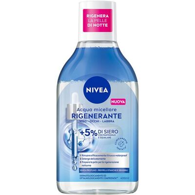 Nivea Acqua Micellare Rigenerante 400 ml, Struccante viso e occhi con 5% siero + Aminoacid Complex ml Detergente Nivea Acqua Micellare Rigenerante 400 ml, Struccante viso e occhi con 5% siero + Aminoacid Complex ml Detergente