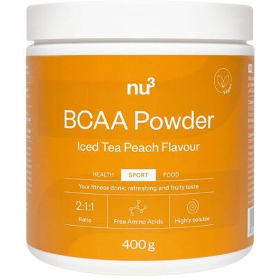 Nu3 BCAA in Polvere Pesca - 400g Integratore alimentare Nu3 BCAA in Polvere Pesca - 400g Integratore alimentare