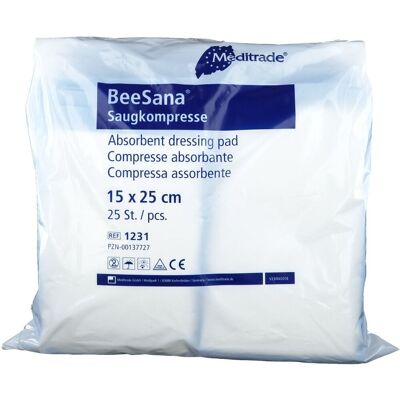 Meditrade BeeSana® Compressa assorbente, non sterile, 15 x 25 cm, 1 confezione = pezzi pz Compresse Meditrade BeeSana® Compressa assorbente, non sterile, 15 x 25 cm, 1 confezione = pezzi pz Compresse