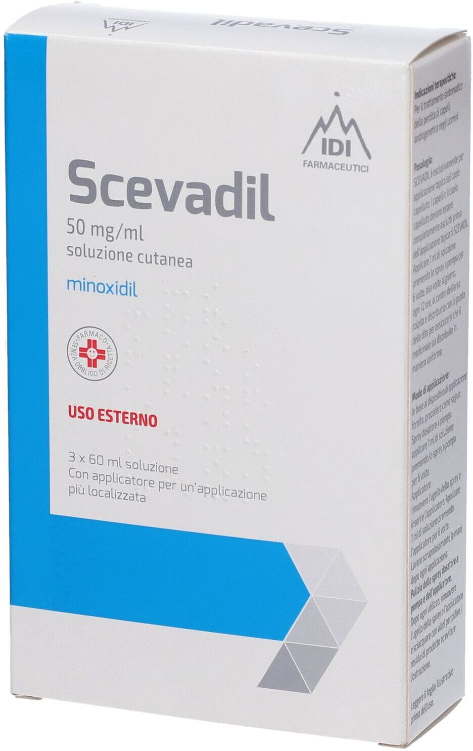 IDI Farmaceutici Srl SCEVADIL, 50 mg/ml, soluzione cutanea 3x60 ml Soluzione 1 IDI Farmaceutici Srl SCEVADIL, 50 mg/ml, soluzione cutanea 3x60 ml Soluzione