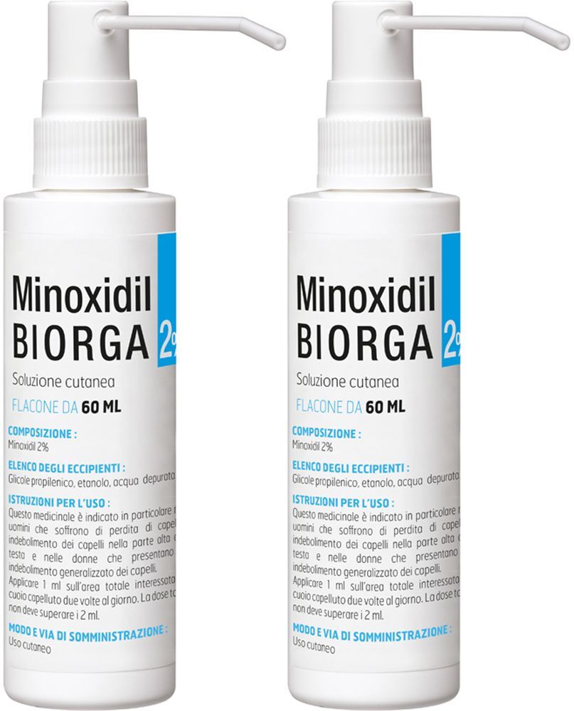 Biorga Minoxidil 2% Soluzione Cutanea 60ml Set da 2 2x60 ml 1 Biorga Minoxidil 2% Soluzione Cutanea 60ml Set da 2 2x60 ml