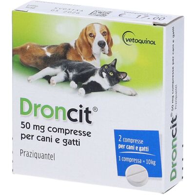 Droncit 50 Mg Compresse Per Cani E Gatti 2 pz Droncit 50 Mg Compresse Per Cani E Gatti 2 pz