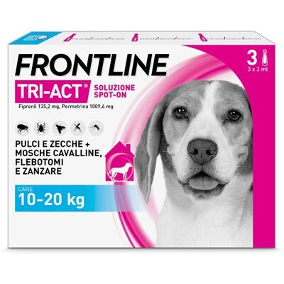 Frontline Tri-Act x3 Pipette, Antiparassitario Per Cani (10-20Kg) Contro Parassiti E Insetti Volanti 3 pz Pipette monodose Frontline Tri-Act x3 Pipette, Antiparassitario Per Cani (10-20Kg) Contro Parassiti E Insetti Volanti 3 pz Pipette monodose