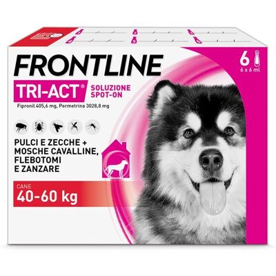 Frontline Tri-Act x6 Pipette, Antiparassitario Per Cani (40-60Kg) Contro Parassiti E Insetti Volanti 6 pz Pipette monodose Frontline Tri-Act x6 Pipette, Antiparassitario Per Cani (40-60Kg) Contro Parassiti E Insetti Volanti 6 pz Pipette monodose