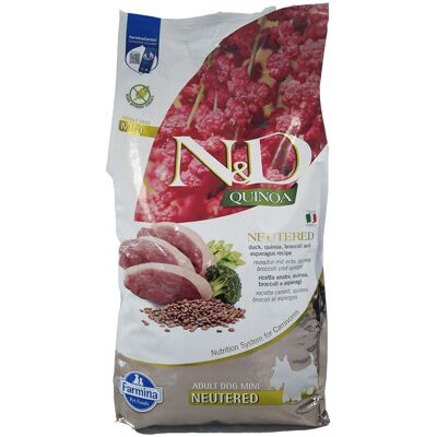 Farmina N&D Quinoa Neutered con Anatra Broccoli e Asparagi per Cani Adult Mini 7000 g Mangime Farmina N&D Quinoa Neutered con Anatra Broccoli e Asparagi per Cani Adult Mini 7000 g Mangime
