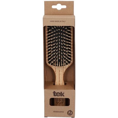 Tek Spazzola Grande per Capelli Rettangolare con Denti Corti in Legno di Carpino 1 pz Tek Spazzola Grande per Capelli Rettangolare con Denti Corti in Legno di Carpino 1 pz
