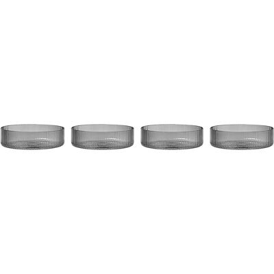 Ferm Living - Set di 4 - Vetro striato Ripple - Grigio - Vetro soffiato a bocca - Designer Trine Andersen Ferm Living - Set di 4 - Vetro striato Ripple - Grigio - Vetro soffiato a bocca - Designer Trine Andersen