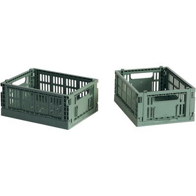 Hay - Set di 2 cestini Colour Crate - Verde - Polipropilene riciclato - Designer Studio Hay - Set di 2 cestini Colour Crate - Verde - Polipropilene riciclato - Designer Studio
