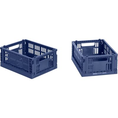 Hay - Set di 2 cestini Colour Crate - Blu - Polipropilene riciclato - Designer Studio Hay - Set di 2 cestini Colour Crate - Blu - Polipropilene riciclato - Designer Studio
