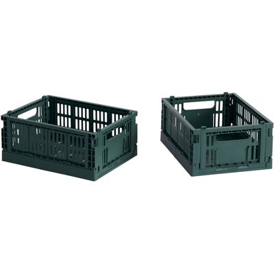 Hay - Set di 2 cestini Colour Crate - Verde - Polipropilene riciclato - Designer Studio Hay - Set di 2 cestini Colour Crate - Verde - Polipropilene riciclato - Designer Studio
