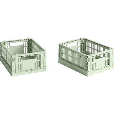 Hay - Set di 2 cestini Colour Crate - Verde - Polipropilene riciclato - Designer Studio Hay - Set di 2 cestini Colour Crate - Verde - Polipropilene riciclato - Designer Studio