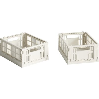 Hay - Set di 2 cestini Colour Crate - Bianco - Polipropilene riciclato - Designer Studio Hay - Set di 2 cestini Colour Crate - Bianco - Polipropilene riciclato - Designer Studio