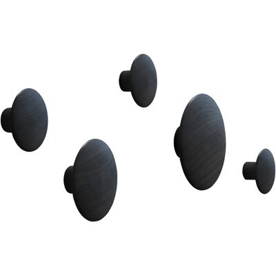 Ganci da Parete The Dots di Muuto - Set di 5 - Nero - Frassino - Design Scandinavo Ganci da Parete The Dots di Muuto - Set di 5 - Nero - Frassino - Design Scandinavo