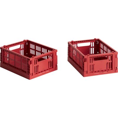 Hay - Set di 2 cestini Colour Crate - Rosso - Polipropilene riciclato - Designer Studio Hay - Set di 2 cestini Colour Crate - Rosso - Polipropilene riciclato - Designer Studio