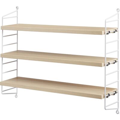 Libreria a Parete String Pocket - Bianco & Faggio Libreria a Parete String Pocket - Bianco & Faggio