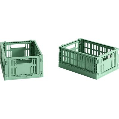 Hay - Set di 2 cestini Colour Crate - Verde - Polipropilene riciclato - Designer Studio Hay - Set di 2 cestini Colour Crate - Verde - Polipropilene riciclato - Designer Studio