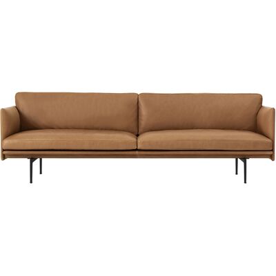 Divano Outline di Muuto - Pelle Cognac - 3 Posti - Design Modernista Divano Outline di Muuto - Pelle Cognac - 3 Posti - Design Modernista