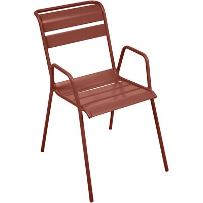 Fermob - Poltroncina con braccioli impilabile Monceau - Marrone - Acciaio verniciato - Designer Studio Fermob - Poltroncina con braccioli impilabile Monceau - Marrone - Acciaio verniciato - Designer Studio