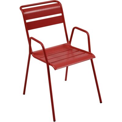 Fermob - Poltroncina con braccioli impilabile Monceau - Rosso - Acciaio verniciato - Designer Studio Fermob - Poltroncina con braccioli impilabile Monceau - Rosso - Acciaio verniciato - Designer Studio