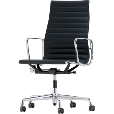 Vitra - Poltrona a rotelle Eames Aluminium - Nero - Pelle bovina - Designer Charles & Ray Eames Vitra - Poltrona a rotelle Eames Aluminium - Nero - Pelle bovina - Designer Charles & Ray Eames