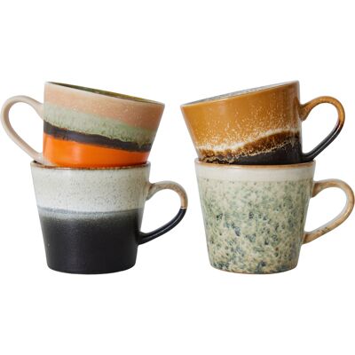 HKliving Set di 4 Tazze in Ceramica - Stile Vintage Anni 70 HKliving Set di 4 Tazze in Ceramica - Stile Vintage Anni 70