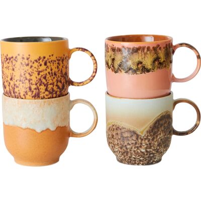 HKliving - Cape - Set di 4 tazze di caffè multicolori ispirate agli anni '70 HKliving - Cape - Set di 4 tazze di caffè multicolori ispirate agli anni '70