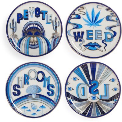 Jonathan Adler - Sottobicchiere Drugist Coaster - Oro - Porcellana - Designer Jonathan Adler - Sottobicchiere Drugist Coaster - Oro - Porcellana - Designer