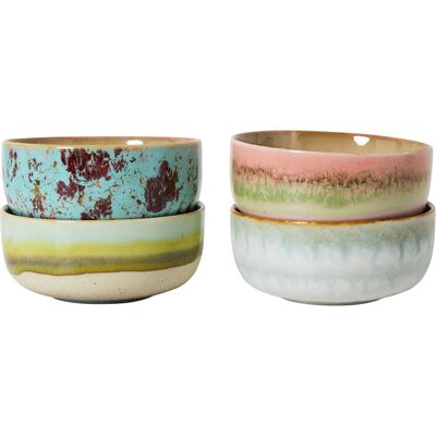HK LIVING - Set di 4 - Ø 12,5 x H 6 cm 40 cl 70s ceramics - Multicolore - Gres smaltato HK LIVING - Set di 4 - Ø 12,5 x H 6 cm 40 cl 70s ceramics - Multicolore - Gres smaltato