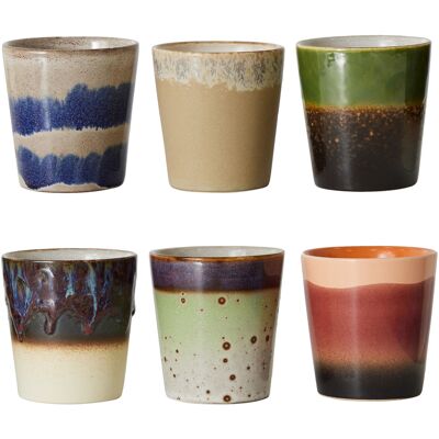 Set di 6 tazze da caffè in ceramica stile vintage 70s Set di 6 tazze da caffè in ceramica stile vintage 70s