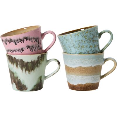 HK LIVING - Set di 4 - 33 cl 70s ceramics - Multicolore - Gres smaltato HK LIVING - Set di 4 - 33 cl 70s ceramics - Multicolore - Gres smaltato