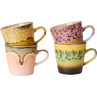 HKliving - Set di 4 Tazze da Caffè degli Anni '70, Radiant Multicolore HKliving - Set di 4 Tazze da Caffè degli Anni '70, Radiant Multicolore
