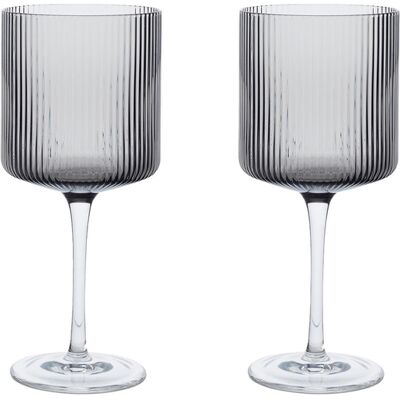 Ferm Living - Set di 2 - 32,5 cl Ripple - Grigio - Vetro soffiato a bocca - Designer Trine Andersen Ferm Living - Set di 2 - 32,5 cl Ripple - Grigio - Vetro soffiato a bocca - Designer Trine Andersen