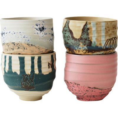 HK LIVING - Set di 4 - Ø 8 x h7,5 cm Artist ceramics - Multicolore - Gres smaltato HK LIVING - Set di 4 - Ø 8 x h7,5 cm Artist ceramics - Multicolore - Gres smaltato